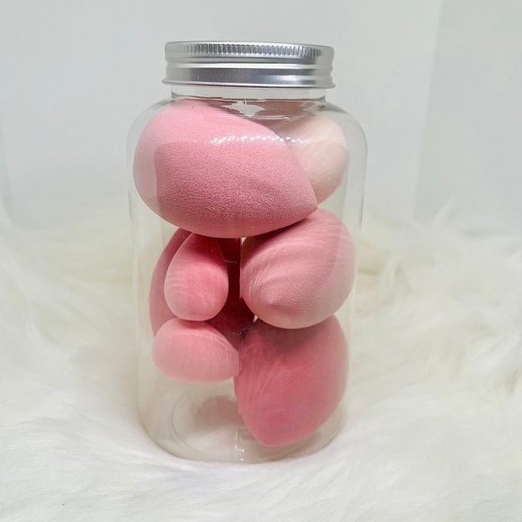 Makeup Sponge and Brush Set with Pink Heart Cosmetic or Travel Bag - Picture 4 of 11